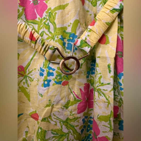 Lilly Pulitzer MD Blue Eyed Girl Print Roll Tab Shirt Shirt Dress Tropical Beach - Picture 2 of 7